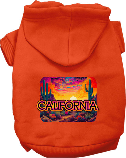 Pet Dog & Cat Screen Printed Hoodie for Medium to Large Pets (Sizes 2XL-6XL), "California Neon Desert"