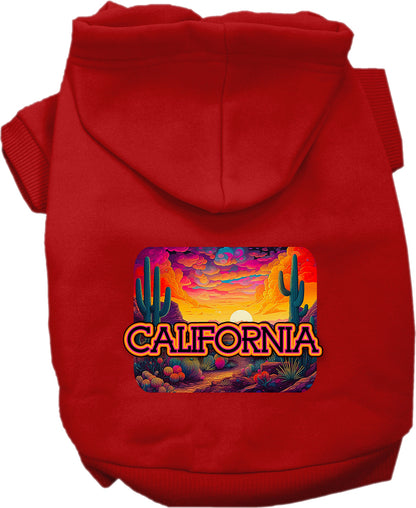 Pet Dog & Cat Screen Printed Hoodie for Medium to Large Pets (Sizes 2XL-6XL), "California Neon Desert"