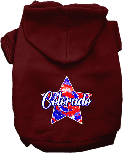 Pet Dog & Cat Screen Printed Hoodie for Medium to Large Pets (Sizes 2XL-6XL), "Colorado Patriotic Tie Dye"