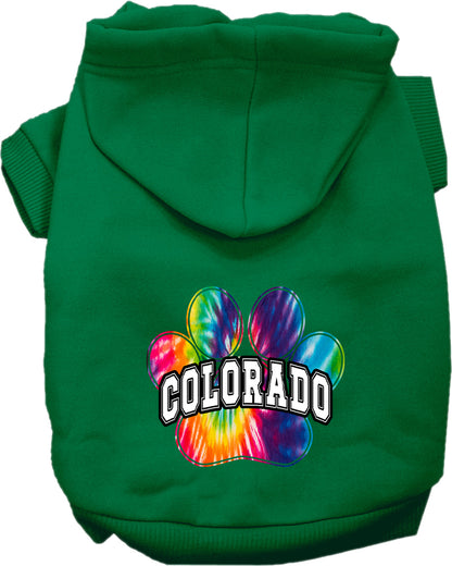 Pet Dog & Cat Screen Printed Hoodie for Medium to Large Pets (Sizes 2XL-6XL), "Colorado Bright Tie Dye"