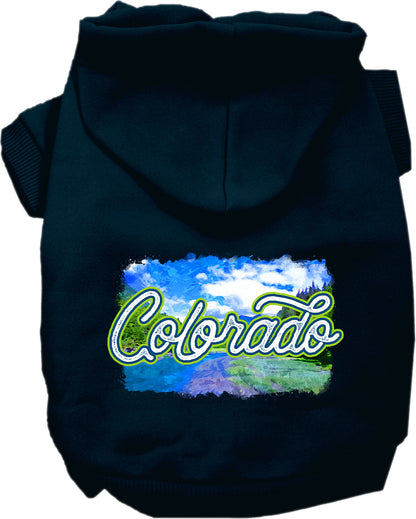 Pet Dog & Cat Screen Printed Hoodie for Medium to Large Pets (Sizes 2XL-6XL), "Colorado Summer"