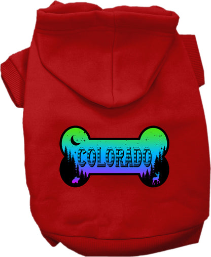 Pet Dog & Cat Screen Printed Hoodie for Medium to Large Pets (Sizes 2XL-6XL), "Colorado Mountain Shades"