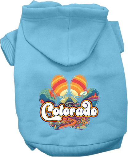 Pet Dog & Cat Screen Printed Hoodie for Medium to Large Pets (Sizes 2XL-6XL), "Colorado Groovy Summit"