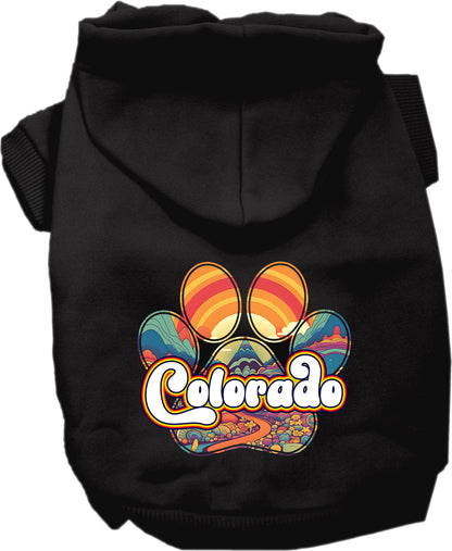 Pet Dog & Cat Screen Printed Hoodie for Medium to Large Pets (Sizes 2XL-6XL), "Colorado Groovy Summit"