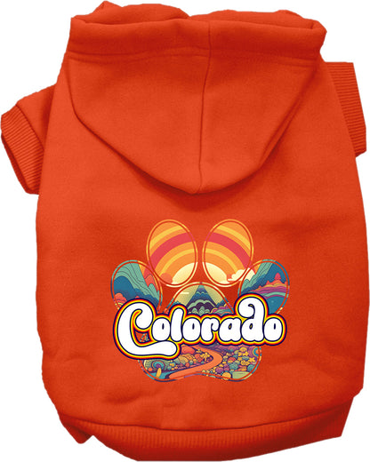 Pet Dog & Cat Screen Printed Hoodie for Medium to Large Pets (Sizes 2XL-6XL), "Colorado Groovy Summit"