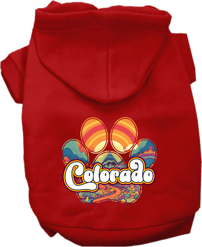 Pet Dog & Cat Screen Printed Hoodie for Medium to Large Pets (Sizes 2XL-6XL), "Colorado Groovy Summit"