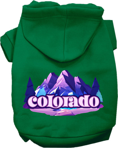 Pet Dog & Cat Screen Printed Hoodie for Medium to Large Pets (Sizes 2XL-6XL), "Colorado Alpine Pawscape"