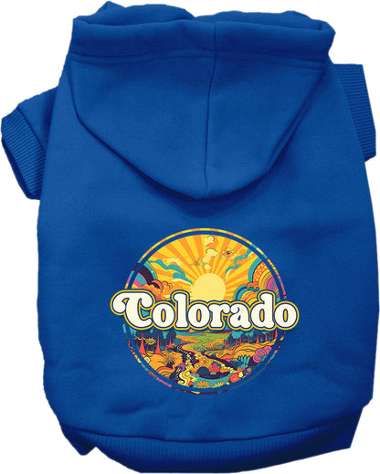 Pet Dog & Cat Screen Printed Hoodie for Small to Medium Pets (Sizes XS-XL), "Colorado Trippy Peaks"