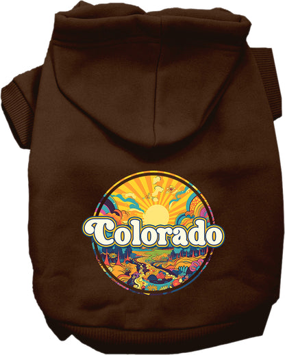 Pet Dog & Cat Screen Printed Hoodie for Small to Medium Pets (Sizes XS-XL), "Colorado Trippy Peaks"