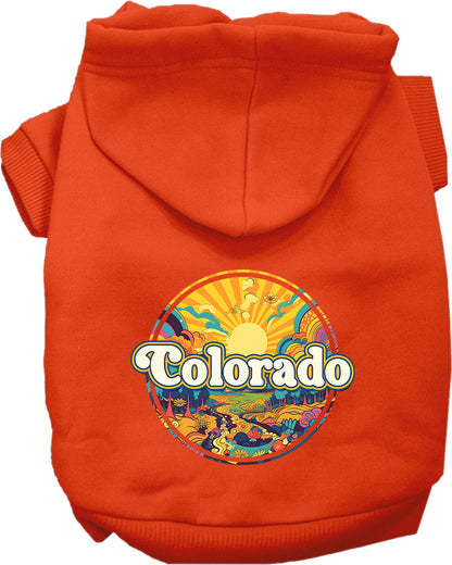 Pet Dog & Cat Screen Printed Hoodie for Small to Medium Pets (Sizes XS-XL), "Colorado Trippy Peaks"