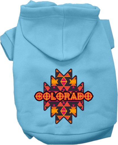 Pet Dog & Cat Screen Printed Hoodie for Small to Medium Pets (Sizes XS-XL), "Colorado Navajo Tribal"