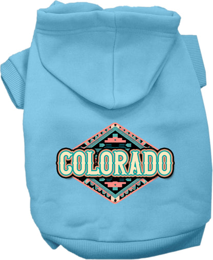 Pet Dog & Cat Screen Printed Hoodie for Medium to Large Pets (Sizes 2XL-6XL), "Colorado Peach Aztec"