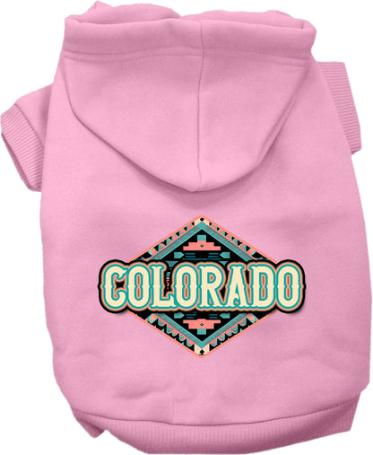 Pet Dog & Cat Screen Printed Hoodie for Medium to Large Pets (Sizes 2XL-6XL), "Colorado Peach Aztec"