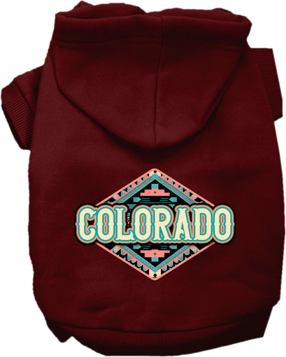 Pet Dog & Cat Screen Printed Hoodie for Medium to Large Pets (Sizes 2XL-6XL), "Colorado Peach Aztec"