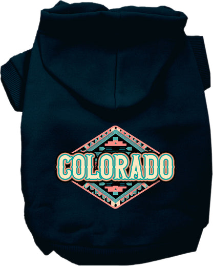 Pet Dog & Cat Screen Printed Hoodie for Medium to Large Pets (Sizes 2XL-6XL), "Colorado Peach Aztec"