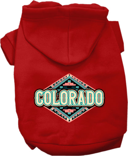 Pet Dog & Cat Screen Printed Hoodie for Medium to Large Pets (Sizes 2XL-6XL), "Colorado Peach Aztec"