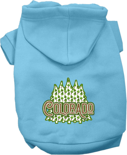 Pet Dog & Cat Screen Printed Hoodie for Medium to Large Pets (Sizes 2XL-6XL), "Colorado Woodland Trees"