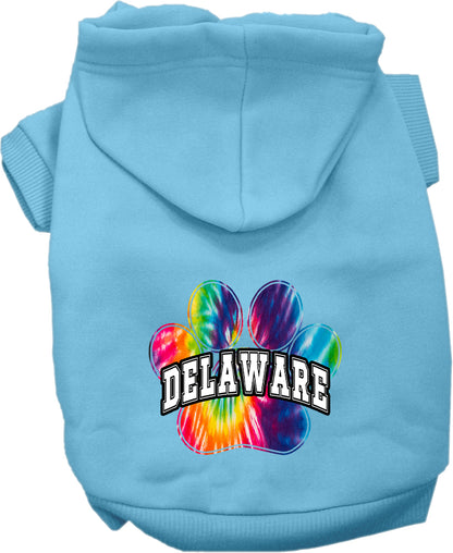 Pet Dog & Cat Screen Printed Hoodie for Medium to Large Pets (Sizes 2XL-6XL), "Delaware Bright Tie Dye"