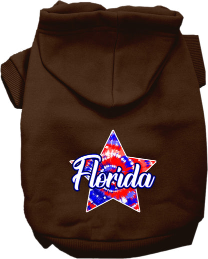 Pet Dog & Cat Screen Printed Hoodie for Small to Medium Pets (Sizes XS-XL), "Florida Patriotic Tie Dye"