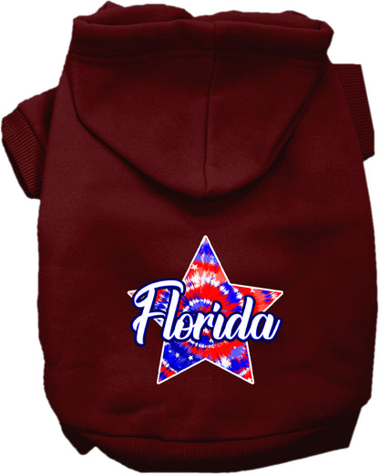 Pet Dog & Cat Screen Printed Hoodie for Medium to Large Pets (Sizes 2XL-6XL), "Florida Patriotic Tie Dye"