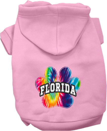 Pet Dog & Cat Screen Printed Hoodie for Small to Medium Pets (Sizes XS-XL), "Florida Bright Tie Dye"