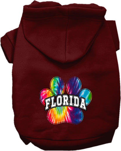 Pet Dog & Cat Screen Printed Hoodie for Small to Medium Pets (Sizes XS-XL), "Florida Bright Tie Dye"