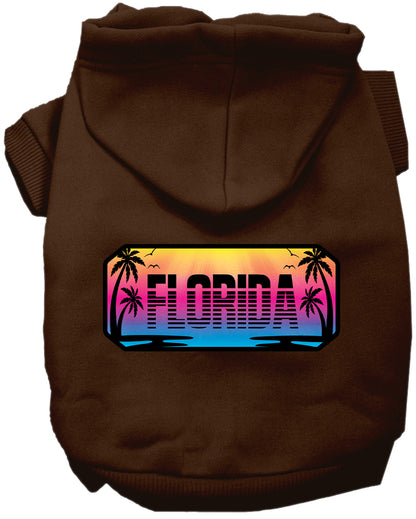 Pet Dog & Cat Screen Printed Hoodie for Medium to Large Pets (Sizes 2XL-6XL), "Florida Beach Shades"