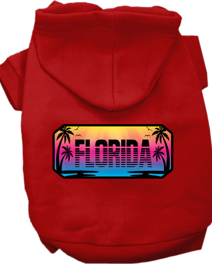 Pet Dog & Cat Screen Printed Hoodie for Medium to Large Pets (Sizes 2XL-6XL), "Florida Beach Shades"