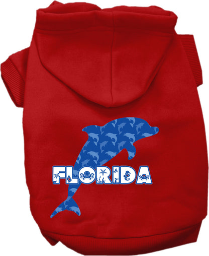 Pet Dog & Cat Screen Printed Hoodie for Medium to Large Pets (Sizes 2XL-6XL), "Florida Blue Dolphins"