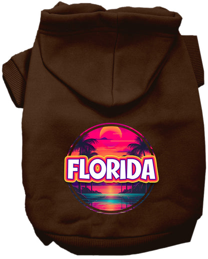 Pet Dog & Cat Screen Printed Hoodie for Medium to Large Pets (Sizes 2XL-6XL), "Florida Neon Beach Sunset"