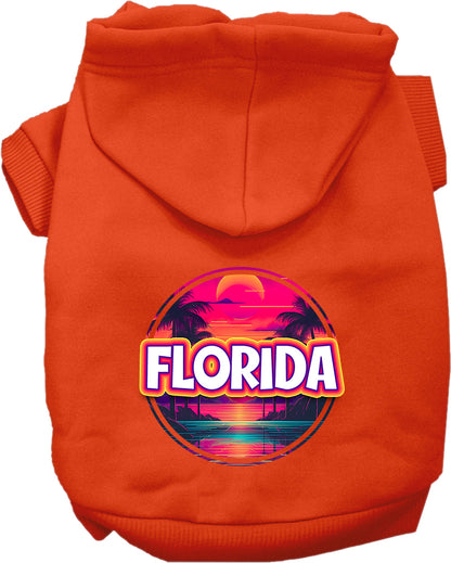 Pet Dog & Cat Screen Printed Hoodie for Medium to Large Pets (Sizes 2XL-6XL), "Florida Neon Beach Sunset"