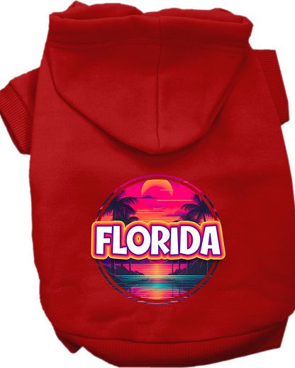 Pet Dog & Cat Screen Printed Hoodie for Medium to Large Pets (Sizes 2XL-6XL), "Florida Neon Beach Sunset"