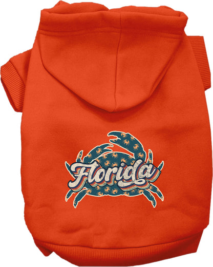 Pet Dog & Cat Screen Printed Hoodie for Medium to Large Pets (Sizes 2XL-6XL), "Florida Retro Crabs"