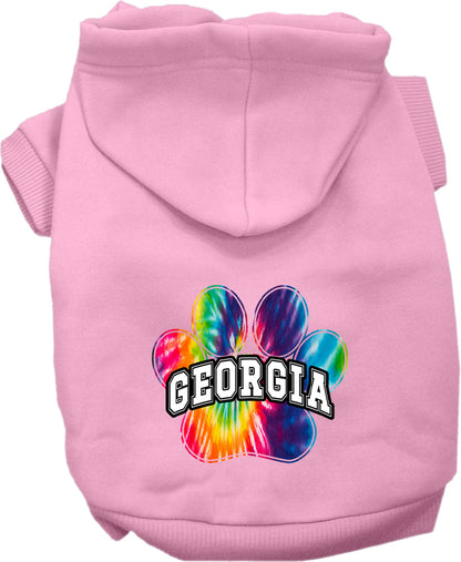 Pet Dog & Cat Screen Printed Hoodie for Small to Medium Pets (Sizes XS-XL), "Georgia Bright Tie Dye"