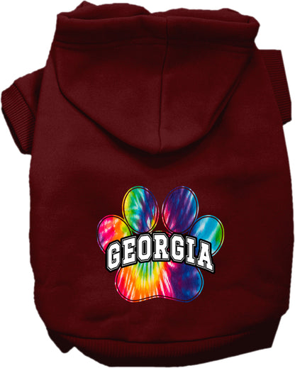 Pet Dog & Cat Screen Printed Hoodie for Small to Medium Pets (Sizes XS-XL), "Georgia Bright Tie Dye"