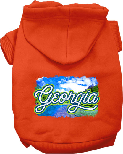 Pet Dog & Cat Screen Printed Hoodie for Medium to Large Pets (Sizes 2XL-6XL), "Georgia Summer"