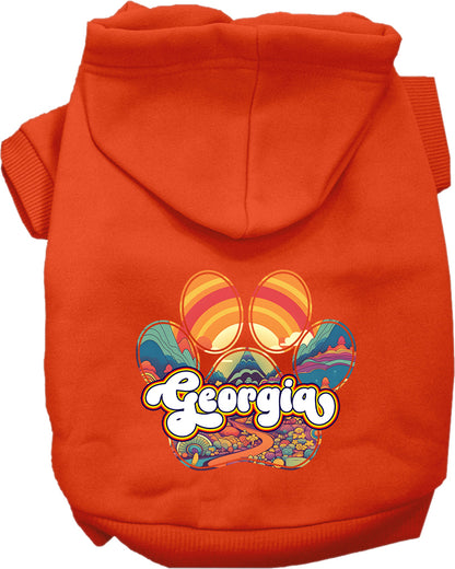 Pet Dog & Cat Screen Printed Hoodie for Small to Medium Pets (Sizes XS-XL), "Georgia Groovy Summit"