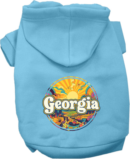 Pet Dog & Cat Screen Printed Hoodie for Medium to Large Pets (Sizes 2XL-6XL), "Georgia Trippy Peaks"