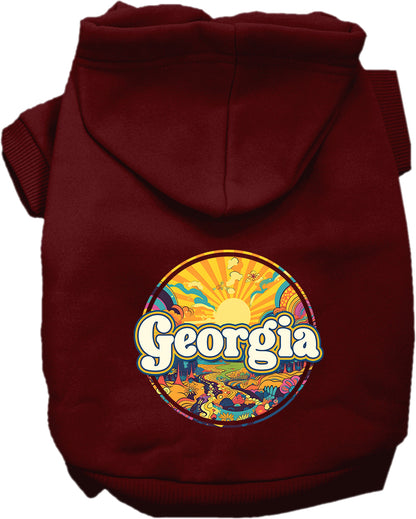 Pet Dog & Cat Screen Printed Hoodie for Small to Medium Pets (Sizes XS-XL), "Georgia Trippy Peaks"