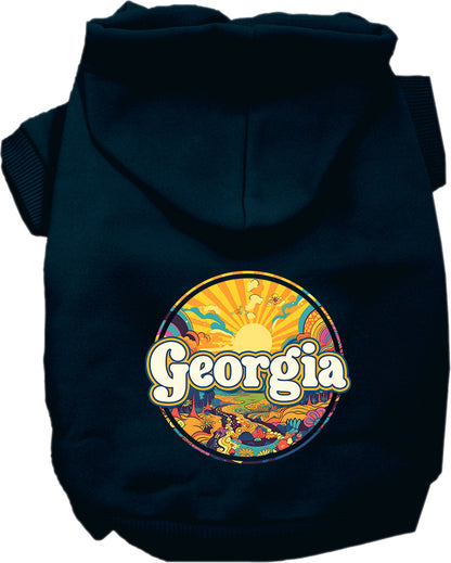 Pet Dog & Cat Screen Printed Hoodie for Medium to Large Pets (Sizes 2XL-6XL), "Georgia Trippy Peaks"