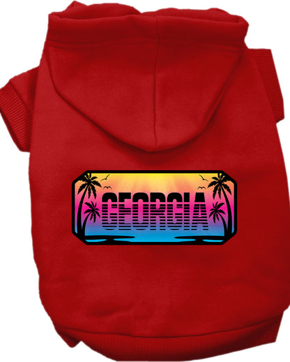 Pet Dog & Cat Screen Printed Hoodie for Small to Medium Pets (Sizes XS-XL), "Georgia Beach Shades"