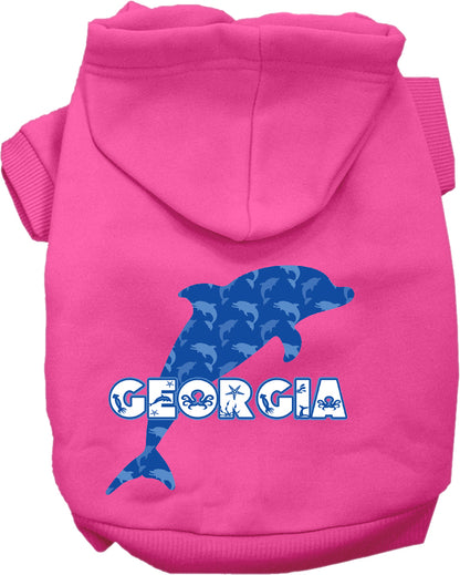 Pet Dog & Cat Screen Printed Hoodie for Medium to Large Pets (Sizes 2XL-6XL), "Georgia Blue Dolphins"