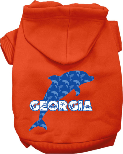 Pet Dog & Cat Screen Printed Hoodie for Medium to Large Pets (Sizes 2XL-6XL), "Georgia Blue Dolphins"