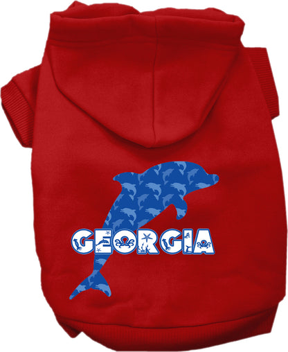 Pet Dog & Cat Screen Printed Hoodie for Medium to Large Pets (Sizes 2XL-6XL), "Georgia Blue Dolphins"