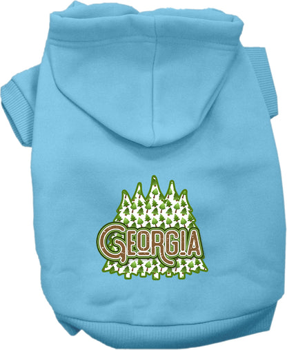 Pet Dog & Cat Screen Printed Hoodie for Small to Medium Pets (Sizes XS-XL), "Georgia Woodland Trees"