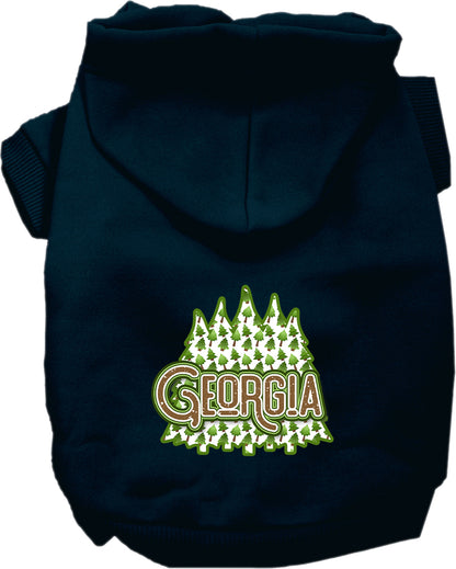 Pet Dog & Cat Screen Printed Hoodie for Small to Medium Pets (Sizes XS-XL), "Georgia Woodland Trees"