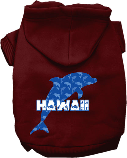 Pet Dog & Cat Screen Printed Hoodie for Medium to Large Pets (Sizes 2XL-6XL), "Hawaii Blue Dolphins"