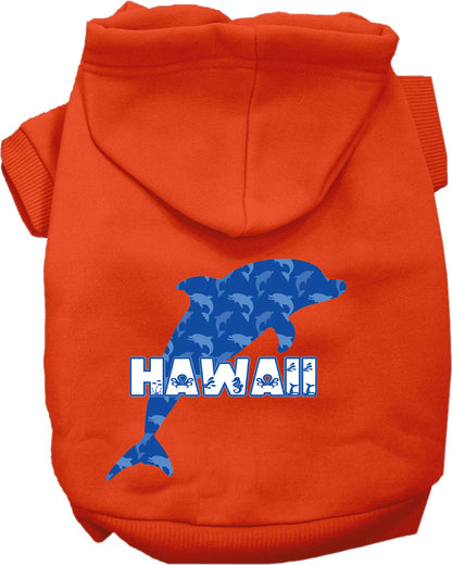 Pet Dog & Cat Screen Printed Hoodie for Medium to Large Pets (Sizes 2XL-6XL), "Hawaii Blue Dolphins"