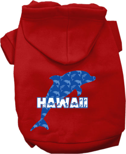 Pet Dog & Cat Screen Printed Hoodie for Medium to Large Pets (Sizes 2XL-6XL), "Hawaii Blue Dolphins"