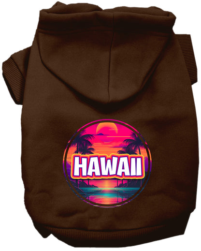 Pet Dog & Cat Screen Printed Hoodie for Medium to Large Pets (Sizes 2XL-6XL), "Hawaii Neon Beach Sunset"